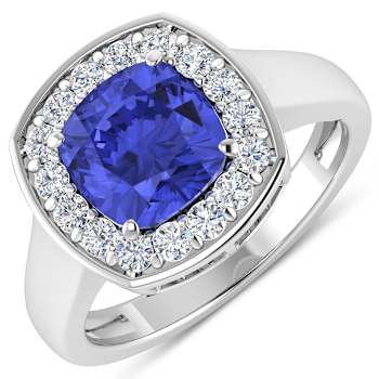 2.47ctw Violet Tanzanite and Diamond 14K White Gold Halo Ring