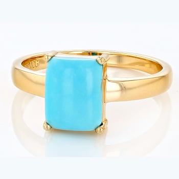 Sleeping Beauty Turquoise Ring In 18K Gold Over Sterling Silver