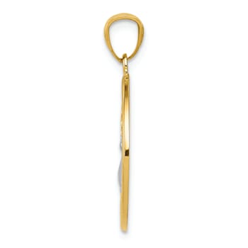 14K Yellow Gold with Rhodium Polished Peace Dove Pendant