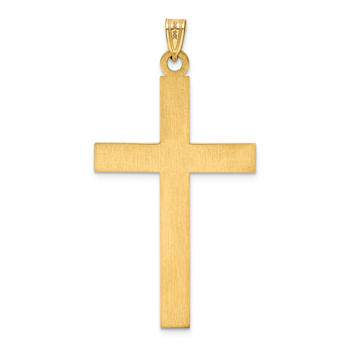 14k Yellow Gold Solid Laser Etched Cross Pendant