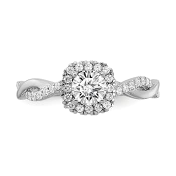Rhodium Over 14K White Gold Eternal Promise Lab Grown Diamond Halo Ring 0.62ctw