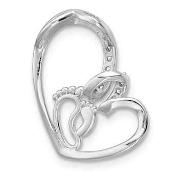 Sterling Silver and 14K Rose Gold Over Sterling Silver Cubic Zirconia
Heart with Footprint Pendant