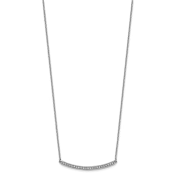 Rhodium Over 14K White Gold Diamond Curved Bar 16 Inch with 2 Inch
Extension Necklace