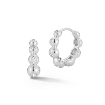 Sterling Statements Rhodium Over Sterling Silver CZ Graduated Beaded
Huggie Earrings