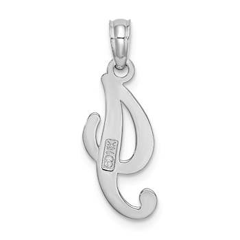 Rhodium Over 14k White Gold Polished Script Letter I Initial Pendant