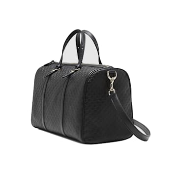 Gucci Microguccissima GG Black Leather Embossed Boston Bag