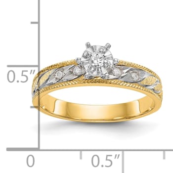 14K Yellow Gold AA Quality Engagement Ring 0.09ctw