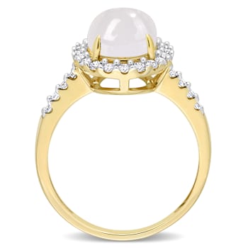 Moonstone and Diamond 14K Yellow Gold Ring 3.02ctw