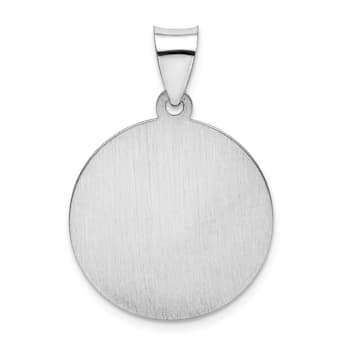 Rhodium Over 14K White Gold Polished/Satin St Christopher Medal Hollow Pendant