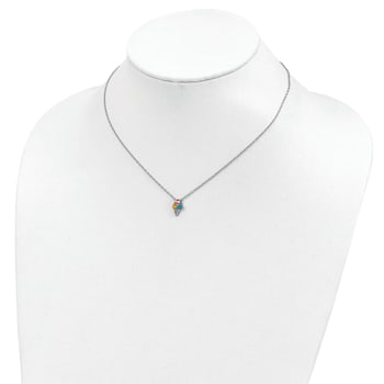 Rhodium Over Sterling Silver Enamel Ice Cream Cone with 2-inch Extension
Childs Necklace