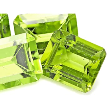 Peridot 9x7mm Emerald Cut Set of 4 9.53ctw