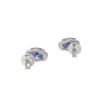 Blue And White Cubic Zirconia Rhodium Over Sterling Silver Stud Earrings 3.12ctw