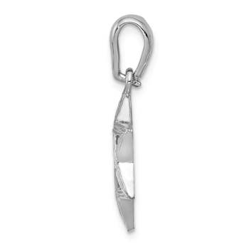 Rhodium Over 14k White Gold Textured Star of David Pendant
