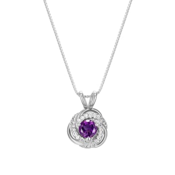Purple African Amethyst Rhodium Over Sterling Silver Pendant With Chain 0.52ctw