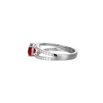Lab Created Ruby And White Cubic Zirconia Platinum Over Sterling Silver
Ring 1.72ctw