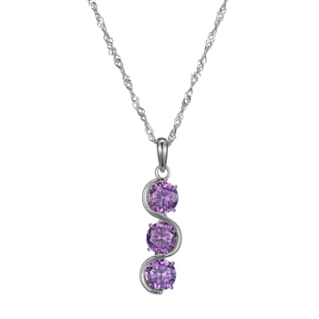 Purple Cubic Zirconia Platinum Over Sterling Silver February Birthstone
Pendant 6.36ctw