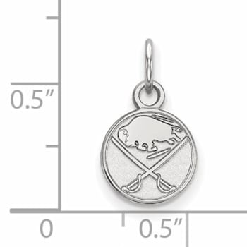 Rhodium Over Sterling Silver NHL LogoArt Buffalo Sabres Extra Small Pendant