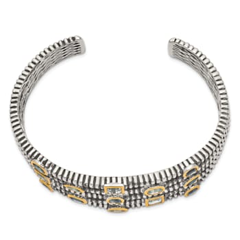 Sterling Silver with 14K Yellow Gold Sky Blue, Swiss Blue, and London
Blue Topaz Cuff Bracelet