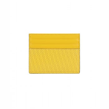 Fendi FF Logo Print Sunflower Yellow Leather Card Case