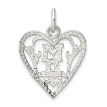 Sterling Silver Mom in Heart Pendant