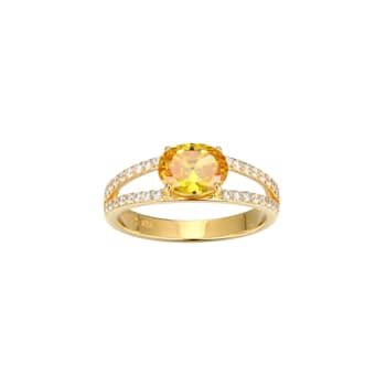 Yellow And White Cubic Zirconia 18K Gold Over Sterling Silver Ring 2.41ctw