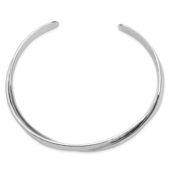 Rhodium Over Sterling Silver Textured Cuff Bracelet