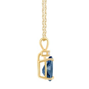 8x5mm Pear Shape London Blue Topaz with Diamond Accent 14k Yellow Gold
Pendant With Chain