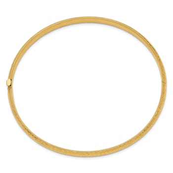 14k Yellow Gold 4.75mm Diamond-Cut Fancy Hinged Bangle Bracelet