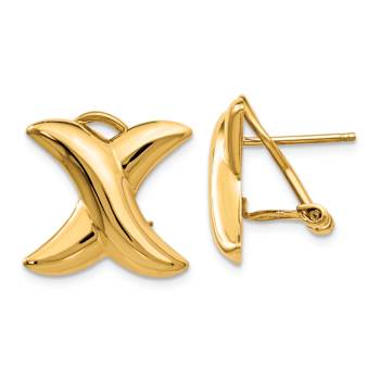 14k Yellow Gold 16mm Polished X Stud Earrings