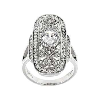Vintage Style CZ Statement Ring In Sterling Silver