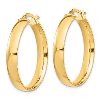 14k Yellow Gold High Polished 1 1/4" Hoop Earrings