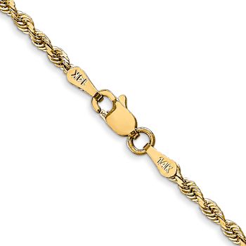 14k Yellow Gold 2.25mm Solid Diamond-Cut Quadruple Rope 28 Inch Chain