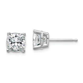 Rhodium Over 14K White Gold 2.25ct. 6.0mm Cushion D E F Pure Light
Moissanite Earrings