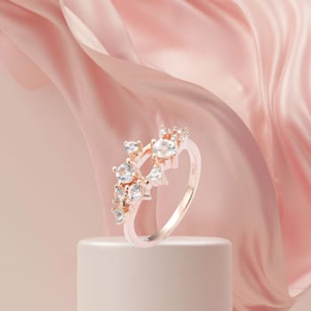 White Sapphire 14K Rose Gold Over Sterling Silver Cluster Ring