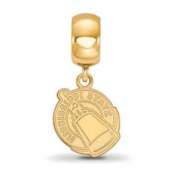 14K Yellow Gold Over Sterling Silver LogoArt Mississippi State
University Small Dangle Bead