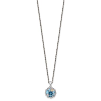 Rhodium Over Sterling Silver with 14K Accent Swiss Blue topaz/London
Blue/White Topaz Necklace
