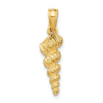 14k Yellow Gold Textured Mini Common Wentletrap Shell Pendant