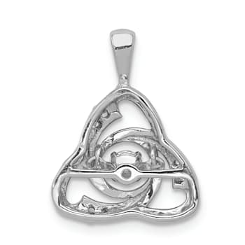 Rhodium Over 14K White Gold Vibrant Diamond Celtic Pendant