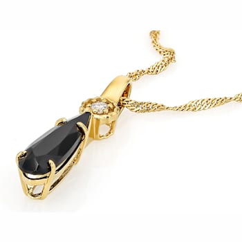 Black Spinel Pear And Lab-Created Moissanite Pendant Necklace In 18K
Gold Over Sterling Silver 2.62ctw