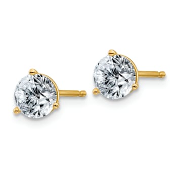 14K Yellow Gold 1ct. 5.0mm Round D E F Pure Light Moissanite Earrings