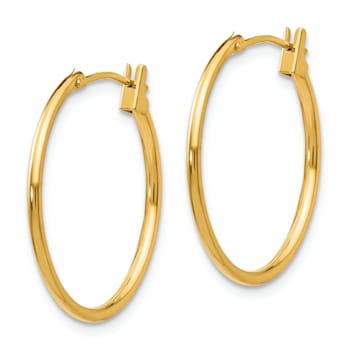 14K Yellow Gold Polished 1mm Hoop Earrings