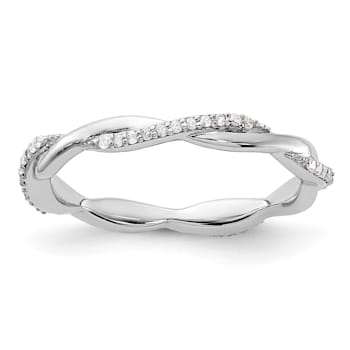 Sterling Silver Stackable Expressions Polished Diamond Ring 0.132ctw