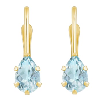 6x4mm Pear Shape Aquamarine 10k Yellow Gold Drop Earrings