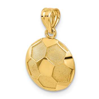 14k Yellow Gold Textured Soccer Ball Pendant