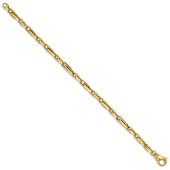 14k Yellow Gold 5mm Hand-polished Fancy Link Bracelet