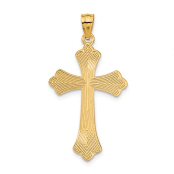 14k Yellow Gold Diamond-Cut Cross Pendant