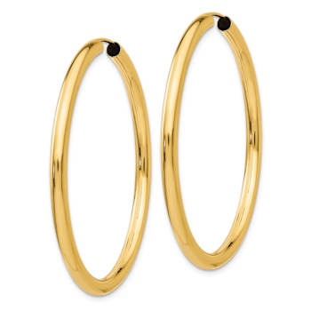 14k Yellow Gold 1 3/4" Polished Endless Tube Hoop Earrings