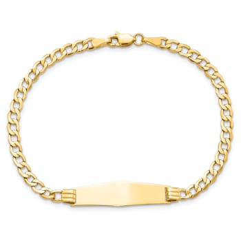 14k Yellow Gold Soft Diamond Shape Cuban Link ID Bracelet