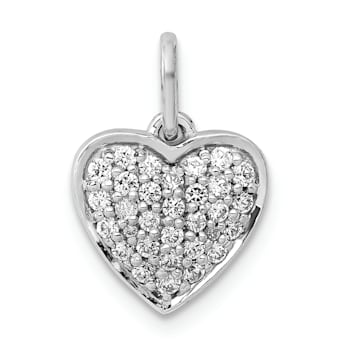 Rhodium Over 14k White Gold Diamond Heart Pendant