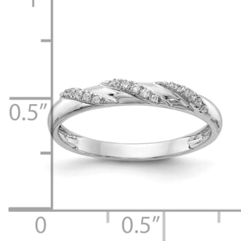 Rhodium Over 14K White Gold Diamond Trio Ladies Wedding Band 0.07ctw